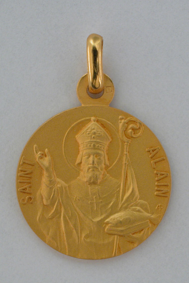 Médaille prénom Alain 18 carats 18 mm