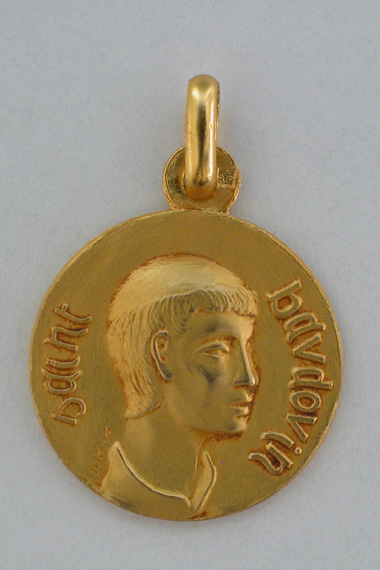 Médaille prénom Baudouin 18 carats 18 mm