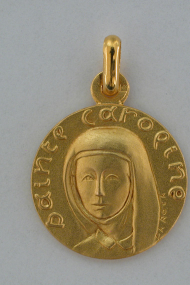 Médaille prénom Caroline 18 carats 18 mm