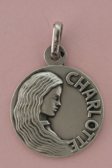 Médaille Argent Prénom Charlotte 18 mm