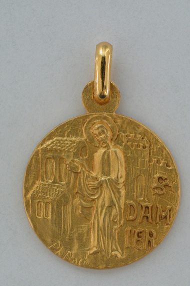 Médaille prénom Damien 18 carats 18 mm