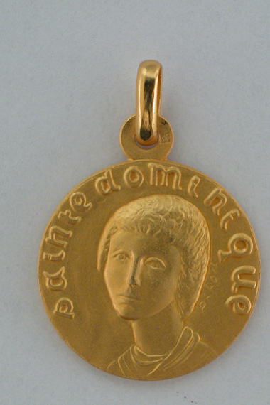 Médaille Or prénom Dominique F  18 carats 18 mm