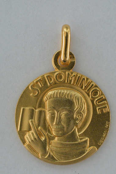 Médaille or Prénom Dominique M  18 carats 15 mm