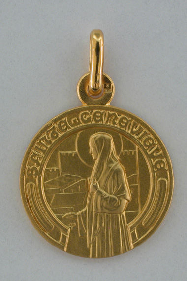 Médaille Or Prénom Geneviève 18 carats 18 mm
