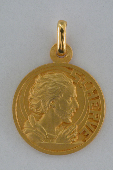 Médaille Or Prénom Hervé 18 carats 18 mm