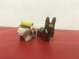 L’Âne et le Bœuf - santon A1 de l'Abbaye de Jouarre