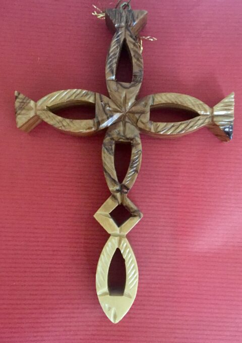 croix poisson en bois