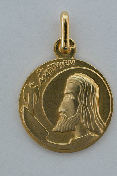 Médaille Or Prénom Matthieu 18 carats 18 mm