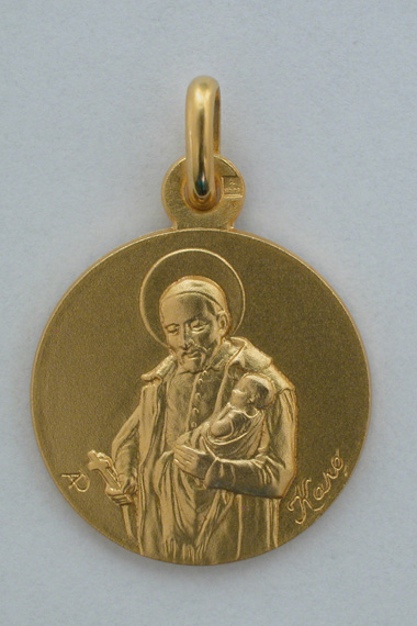 Médaille Or Prénom Vincent de Paul 18 carats 18 mm