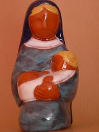 Statue de Notre Dame de l'Adoration, céramique de Jouarre